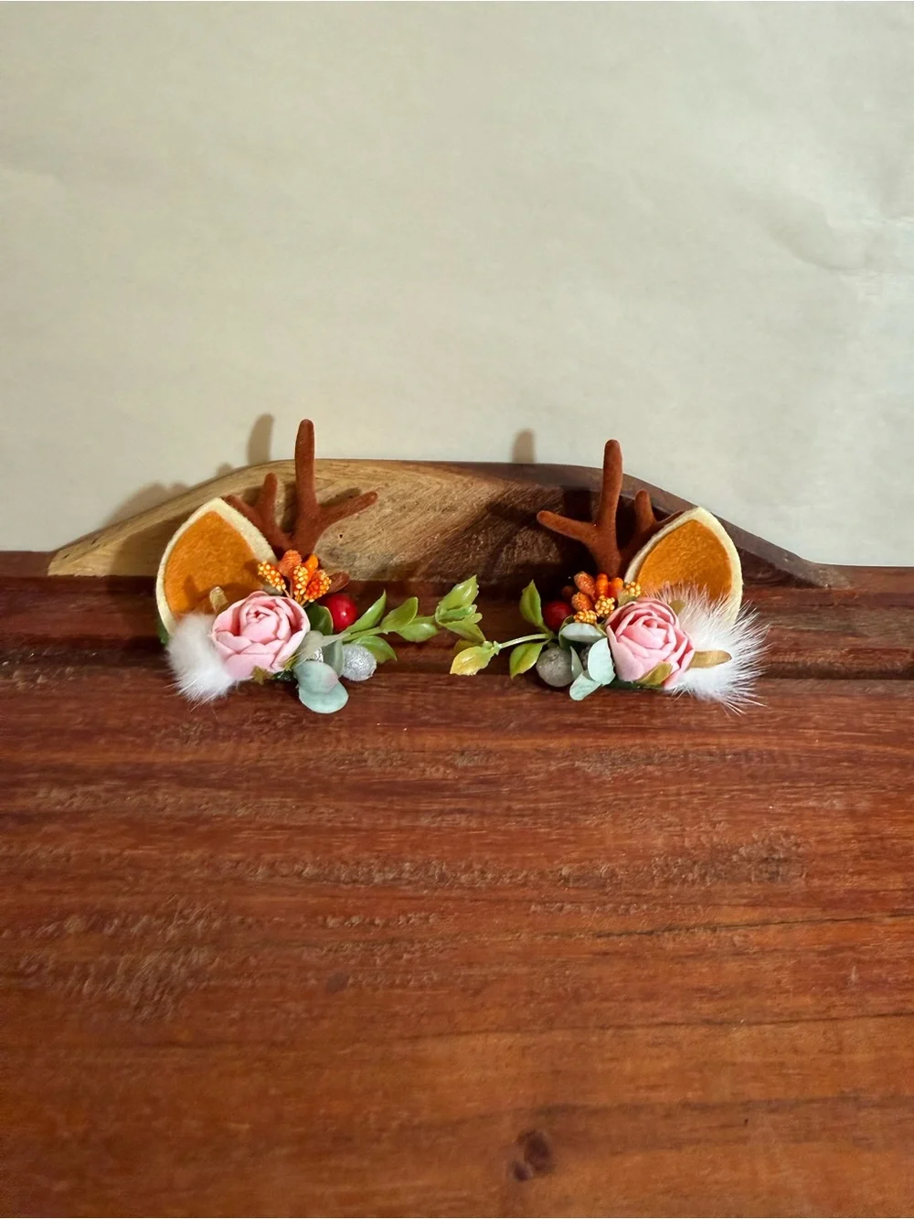 Christmas Reindeer Antlers Hair Clips Deer Horn Barrettes Hairpins Red Berry